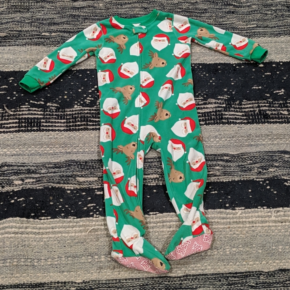 **5 for $25** Santa Reindeer Footed PJs Carters